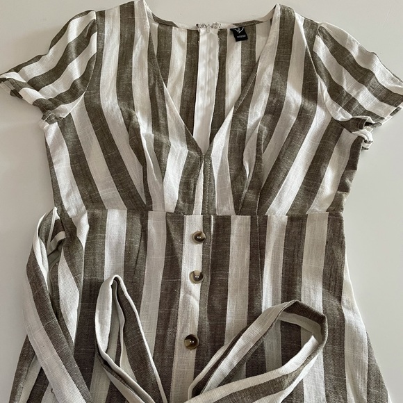 Linen Striped Midi Dress - Picture 2 of 11